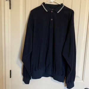 SDI Men’s Size L Pullovet Fleece Sweater Knit Collar & Hem Black Soft Comfy